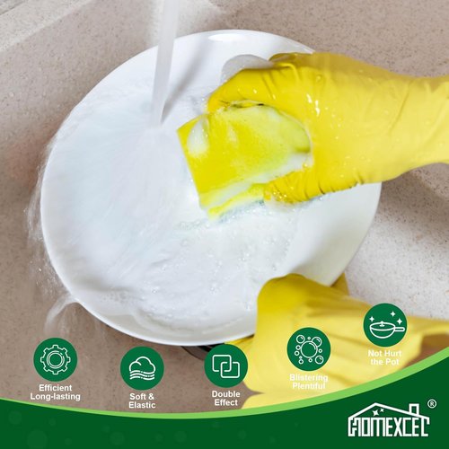 HOMEXCEL Heavy-Duty Kitchen Sponges - 24-Pack Dual-Sided Yellow Scrubbers for Dishes & Pots