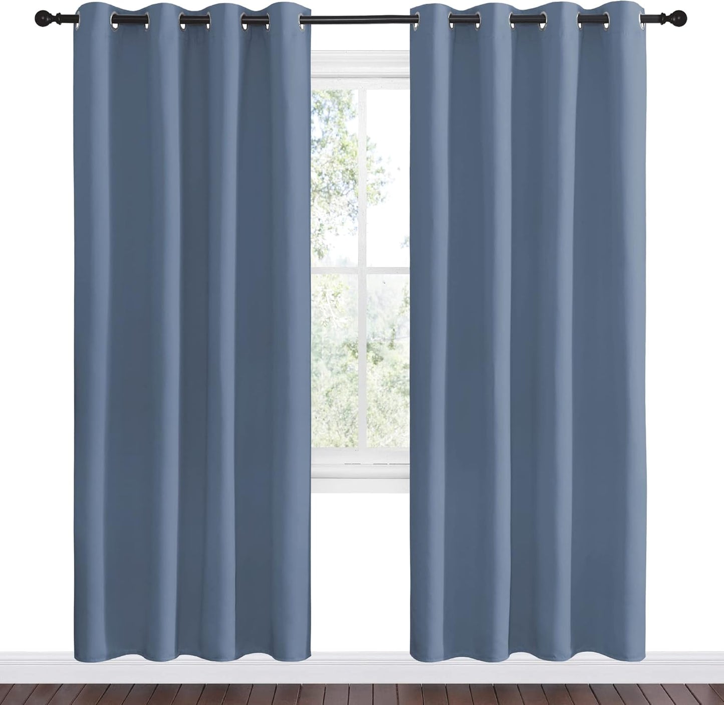 NICETOWN Room Darkening Curtain Panels - Thermal Insulated Blackout Draperies | Stone Blue, 78" Length, 55" Width (2 Pieces)