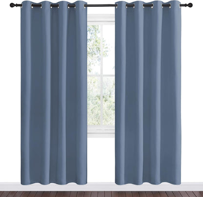 NICETOWN Room Darkening Curtain Panels - Thermal Insulated Blackout Draperies | Stone Blue, 78" Length, 55" Width (2 Pieces)
