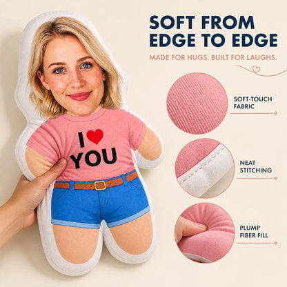Custom Face Pillow - Personalized Photo Plush Doll with 200+ Styles
