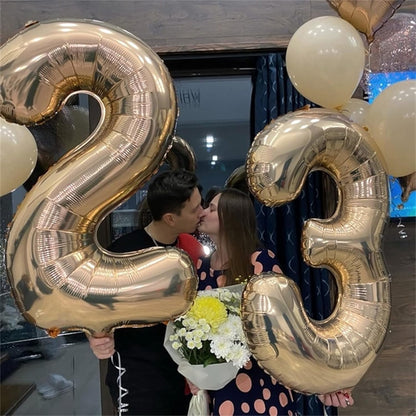 Skiennix 40 Inch Champagne Gold Number 2 Balloon - Large Foil 2nd Birthday & Graduation Decor