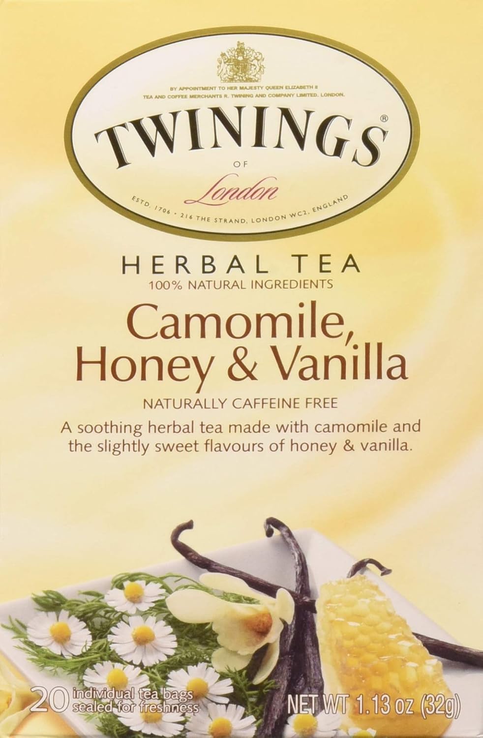 Twinings Herbal Tea - Chamomile Honey & Vanilla Blend | 20 Soothing Tea Bags