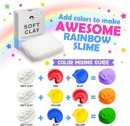 Original Stationery Soft Clay - White Foam Clay Add-In for Slime Making | 230g (8.1 oz) Stretchy Air-Dry Texture