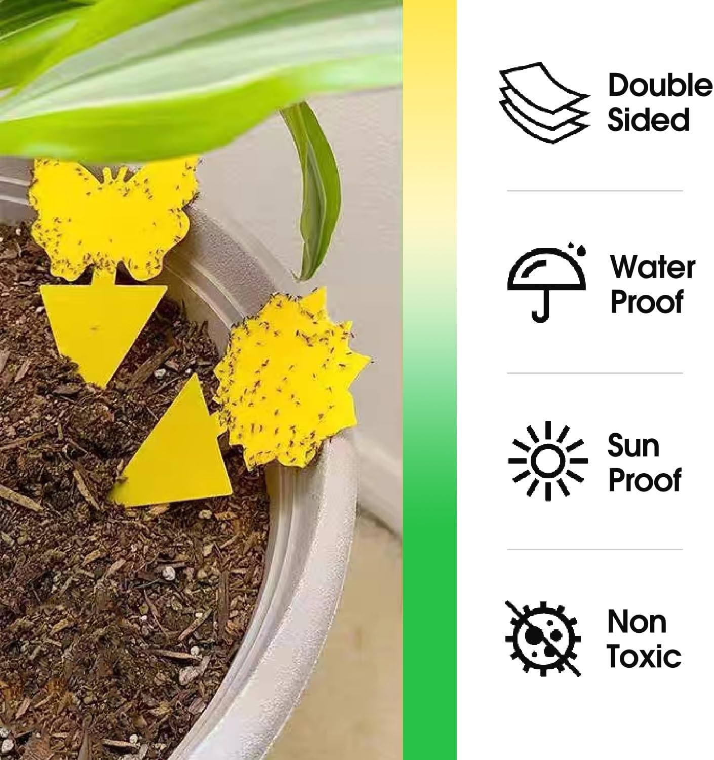 Skiennix 58 Pack Flying Insect Traps - Non-Toxic Yellow Sticky Traps for Gnats & Flies, Indoor/Outdoor Use