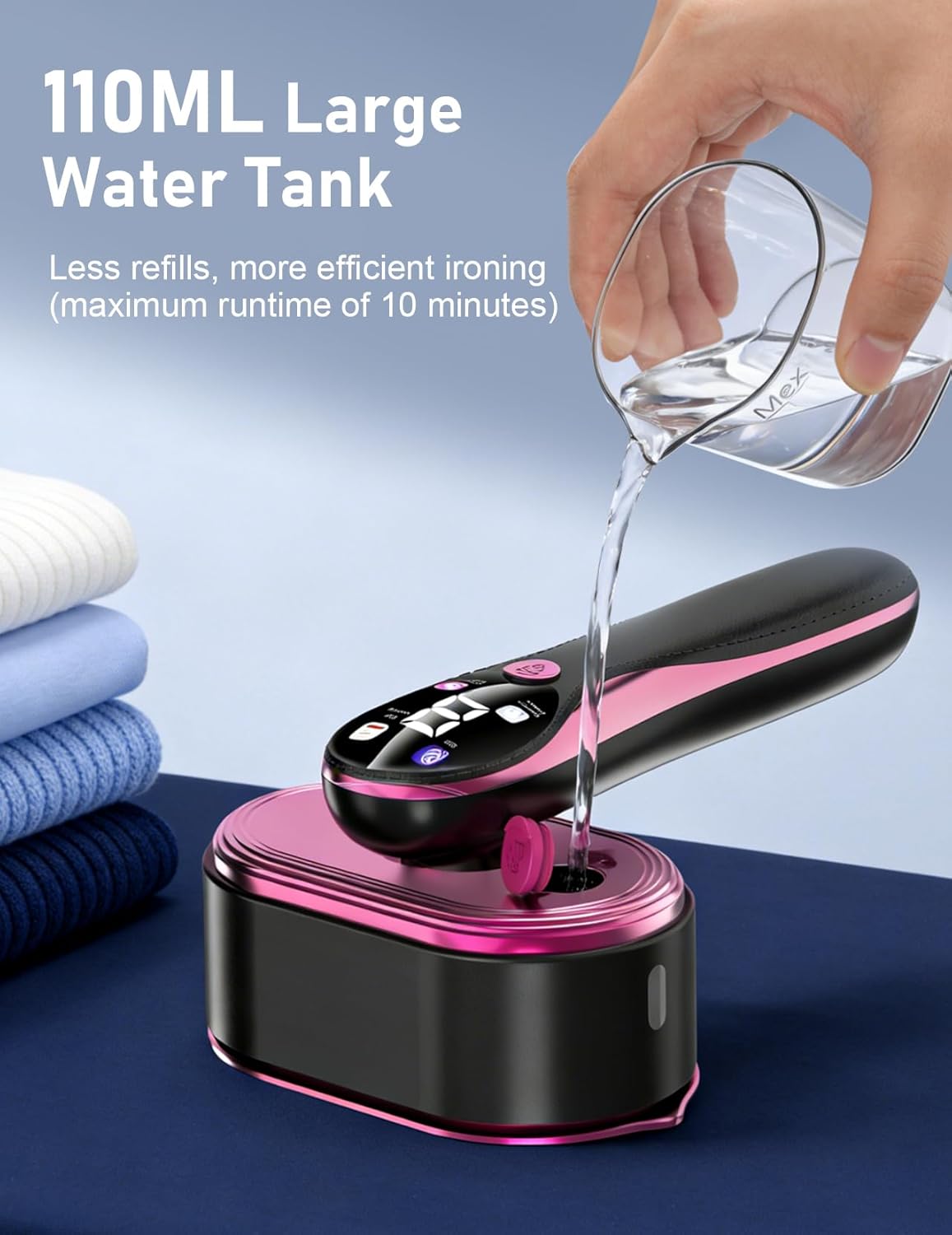Skiennix Travel Garment Steamer - 1200W Portable Handheld Iron with LED Display | Fast 10s Heat-Up, All-Fabric Wrinkle Remover