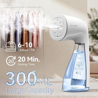 HiLIFE Upgraded Steamer for Clothes, Handheld & Portable, 1100W Powerful Steam, 300ml Big Capacity & No Leak Design, 30S Fast Heat-up, Quick Wrinkle Remover, Compact Size for Travel, ONLY 120V