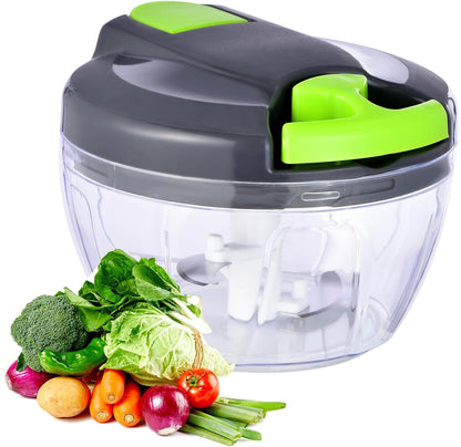 Skiennix Manual Food Processor - Portable Vegetable Chopper & Garlic Mincer | 500ml Gray-Green