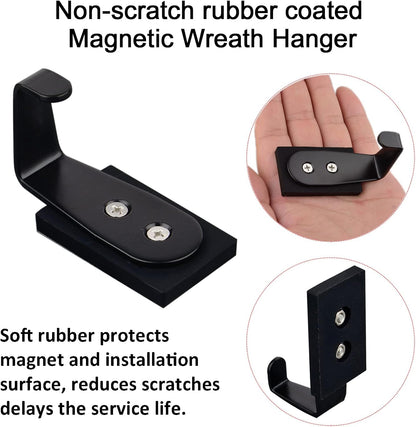 ULIBERMAGNET Strong Magnetic Hooks - Heavy Duty Anti-Slip Rubber Coated | 2 Pack for Wreaths, Coats, Bags, Towels