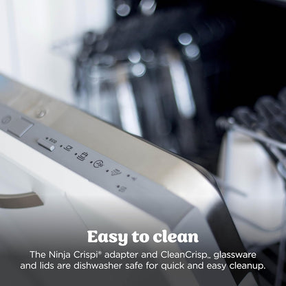 Ninja Crispi 4-in-1 Glass Air Fryer - Non-Toxic 4QT | Max Crisp, Bake, Recrisp | Cyberspace Gray