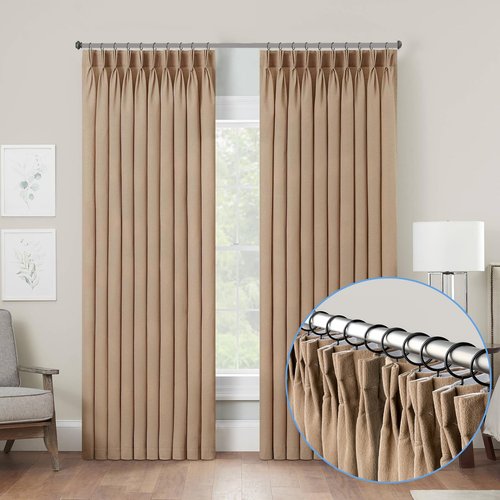 Manysky Curtain Rings with Eyelets, 48 Pack Metal Drapery Rings for Pinch Pleat Curtains Panels, Drape Rings Fits Up to 1.2 in Curtains Rod, 1.5 Inch I D Black