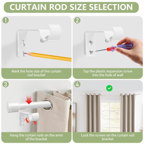 5/8” White Diameter Curtain Rods 30-90 Inch, for 30-84 Inch Windows, Adjustable Splicing White Curtain Rods for Windows with Brackets, Window Rod Long Small Curtains Rod