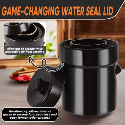 Fermentation Crock 5 Liter / 1.3 Gallon, Sauerkraut Crock with Lid, Weights & Pounder - Ceramic Fermenting Crock Kit for Pickling Cabbage Kimchi Pickle Vegetables- Sauerkraut Fermentation Crock.