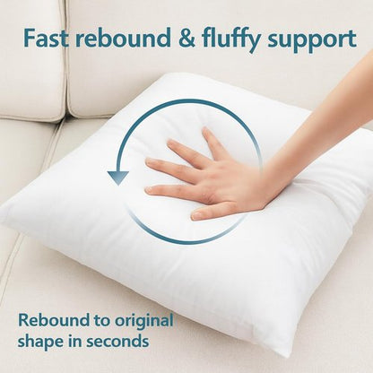 Lane Linen 18 x 18 Throw Pillow Inserts - Pack of 2 White Down Alternative for Decorative Covers
