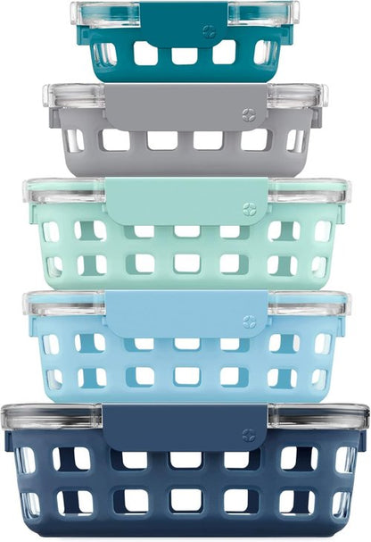 Ello Duraglass Meal Prep Sets - Leak-Proof Glass Food Storage Containers | BPA-Free, Dishwasher Safe