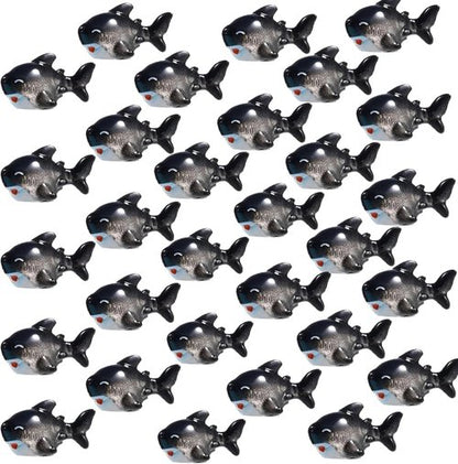 Exasinine 30 Pcs Resin Shark Miniature Decoration Kit - Perfect for Fish Tanks & Fairy Gardens | Black