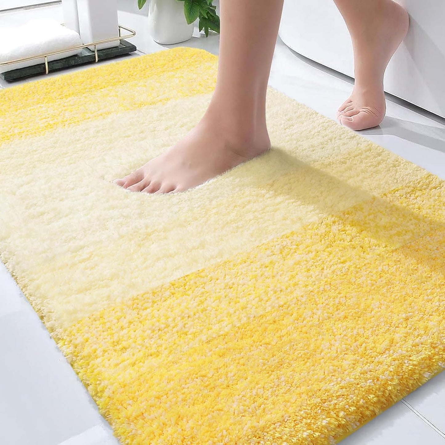 OLANLY Bathroom Rugs - Extra Soft Microfiber Mat, Quick Dry & Machine Washable | 36x24, Yellow
