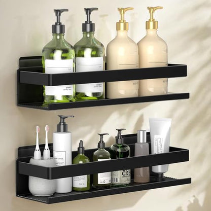 Aluminum Shower Caddy 2-Pack - Sturdy Wall-Mounted Bathroom Storage Rack | No Drilling, 11.8in