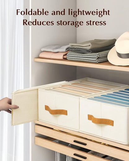 Homsorout Clothes Organizers - Foldable Fabric Jeans Organizer with Handles | 6 Pack, Beige