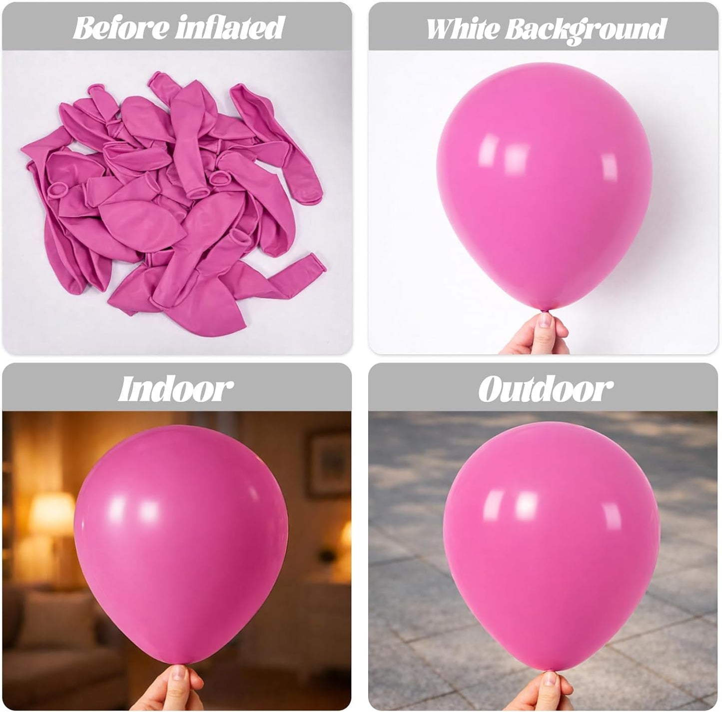 Voircoloria 105-Piece Retro Hot Pink Balloons - 12-Inch Latex for Birthday, Baby Shower & Weddings