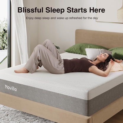 Novilla Twin Mattress - 10 Inch Gel Memory Foam for Cool Sleep & Pressure Relief | Medium Plush