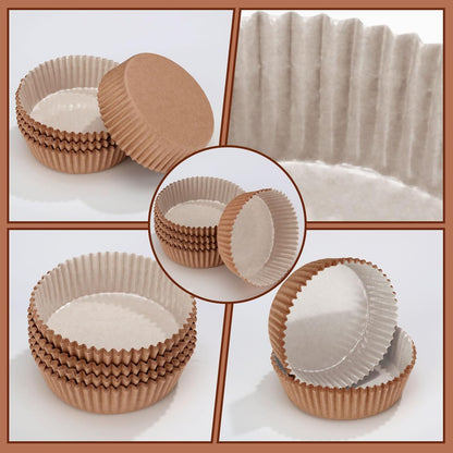 Uiifan Disposable Round Cupcake Liners - Microwave Safe Baking Cups for Cakes & Snacks | 50 Pack, Natural