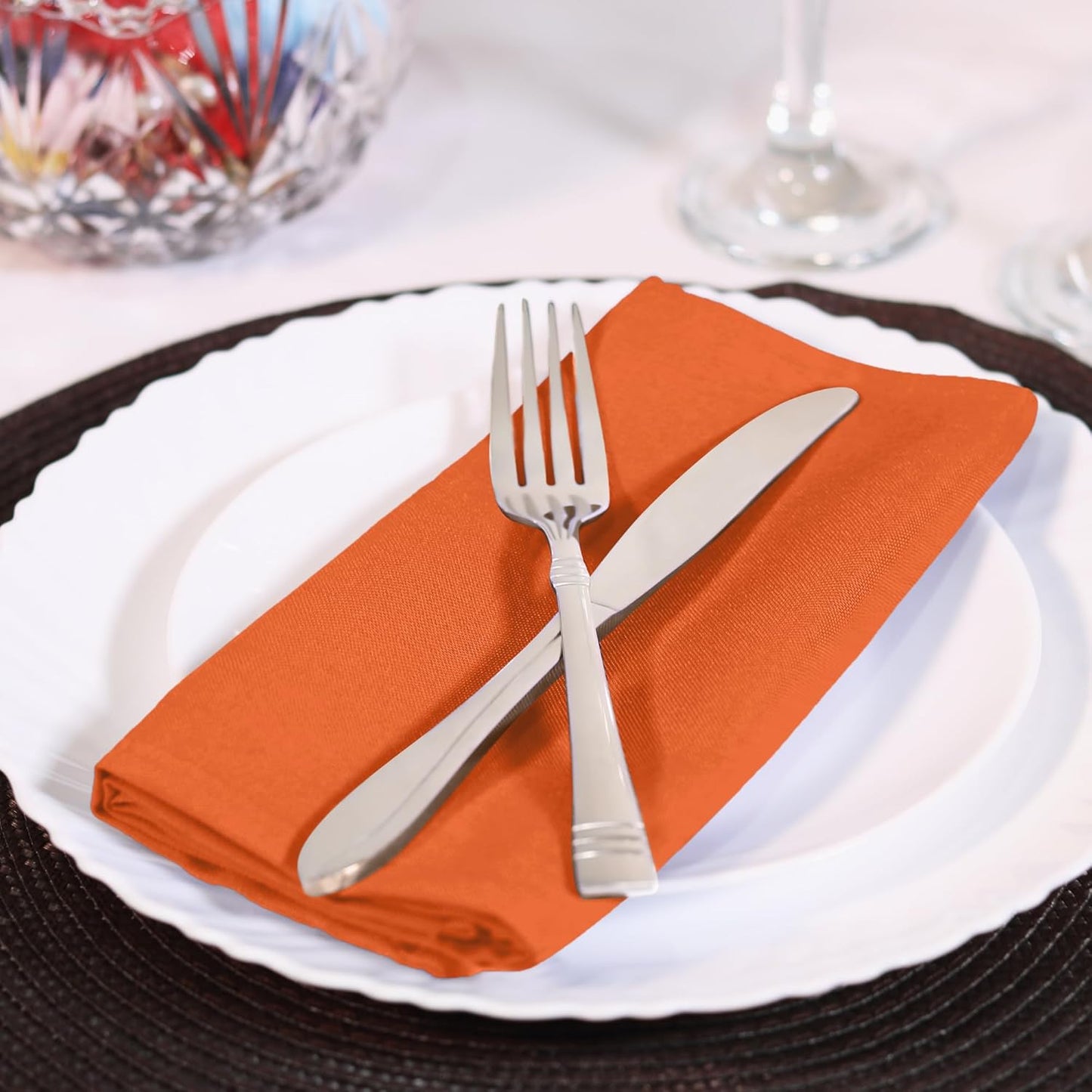 Utopia Home Cloth Napkins - 12 Pack, 17x17 Inches | Vibrant Orange Dinner Napkins for Events & Gatherings