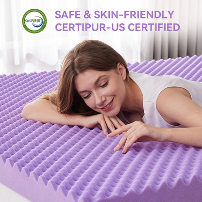SINWEEK 2-Inch Egg Crate Memory Foam Mattress Topper - Twin Size, Soft Pad for Back Pain Relief
