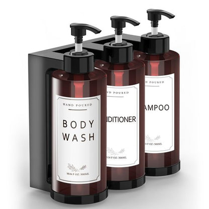 Jewaytec Plastic Soap Dispenser，Wall Mount Shower Pump，No-Drill Wall Mounted Shower Soap Dispenser，Shampoo and Conditioner Dispenser Modern Refillable Shampoo Pump Bottles for Shower Soap