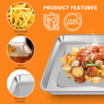 Nuwave Air Fryer Baking Pan - 11.2'' x 10.5'' Stainless Steel Grill Plate for 12-in-1 Toaster Oven