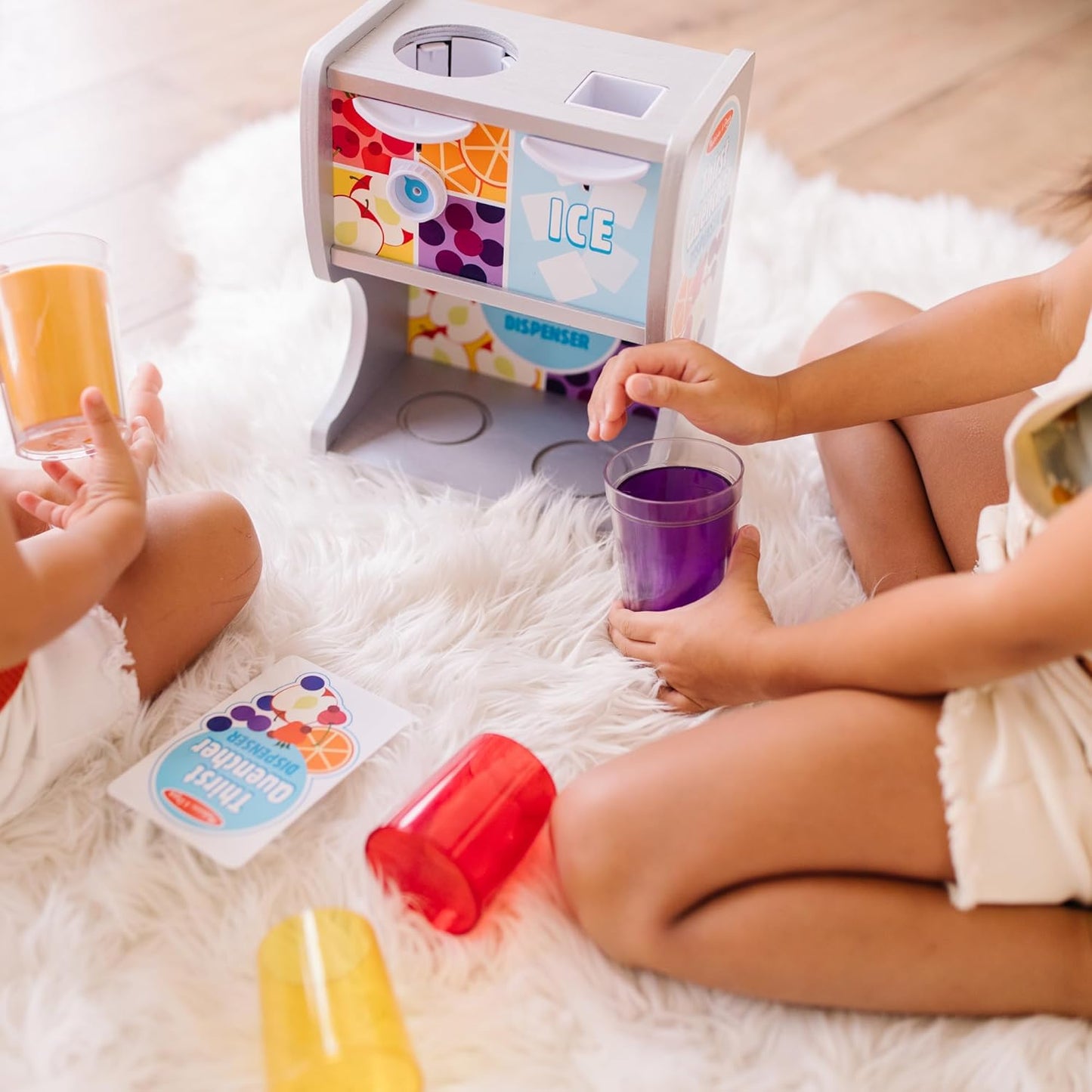 Melissa & Doug Wooden Drink Dispenser - Thirst Quencher with Juice Inserts & Ice Cubes | Preschool Learning Toy for Ages 3+