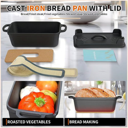 Cast Iron Combo Cooker by [Brand Name] - 2.5QT Pre-Seasoned Dutch Oven & Grill Pan | Versatile Skillet for Baking & Searing