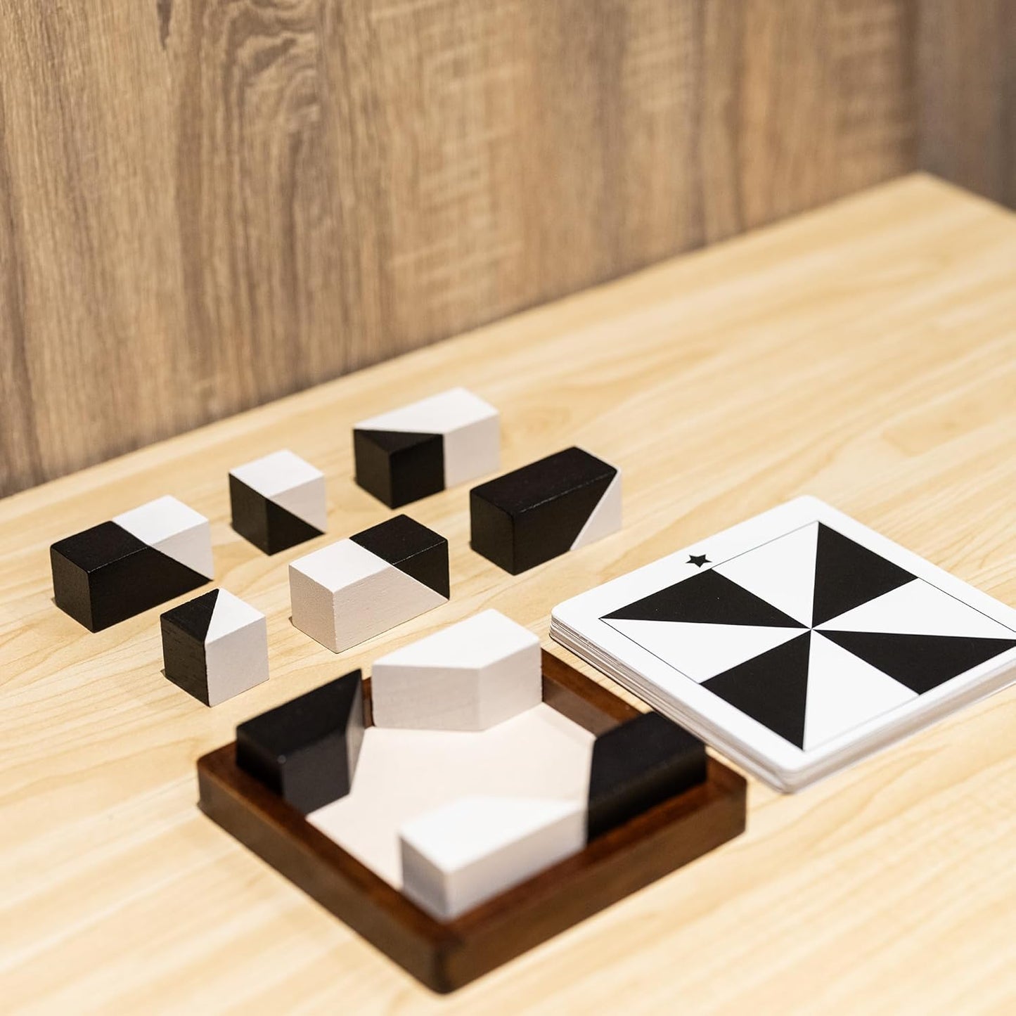 Wooden Hidden Blocks Puzzle Game - 80 Brain Challenges with Solid Wood Box | 3D Logic & Spatial Thinking Toy