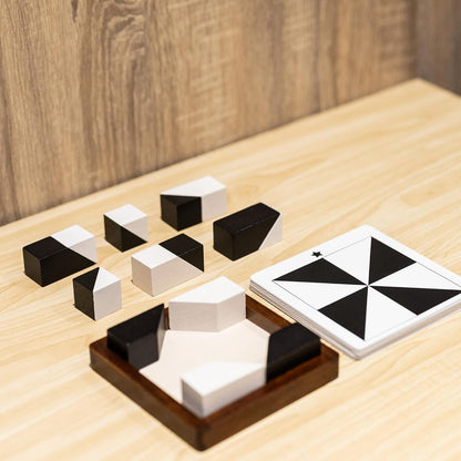 Wooden Hidden Blocks Puzzle Game - 80 Brain Challenges with Solid Wood Box | 3D Logic & Spatial Thinking Toy