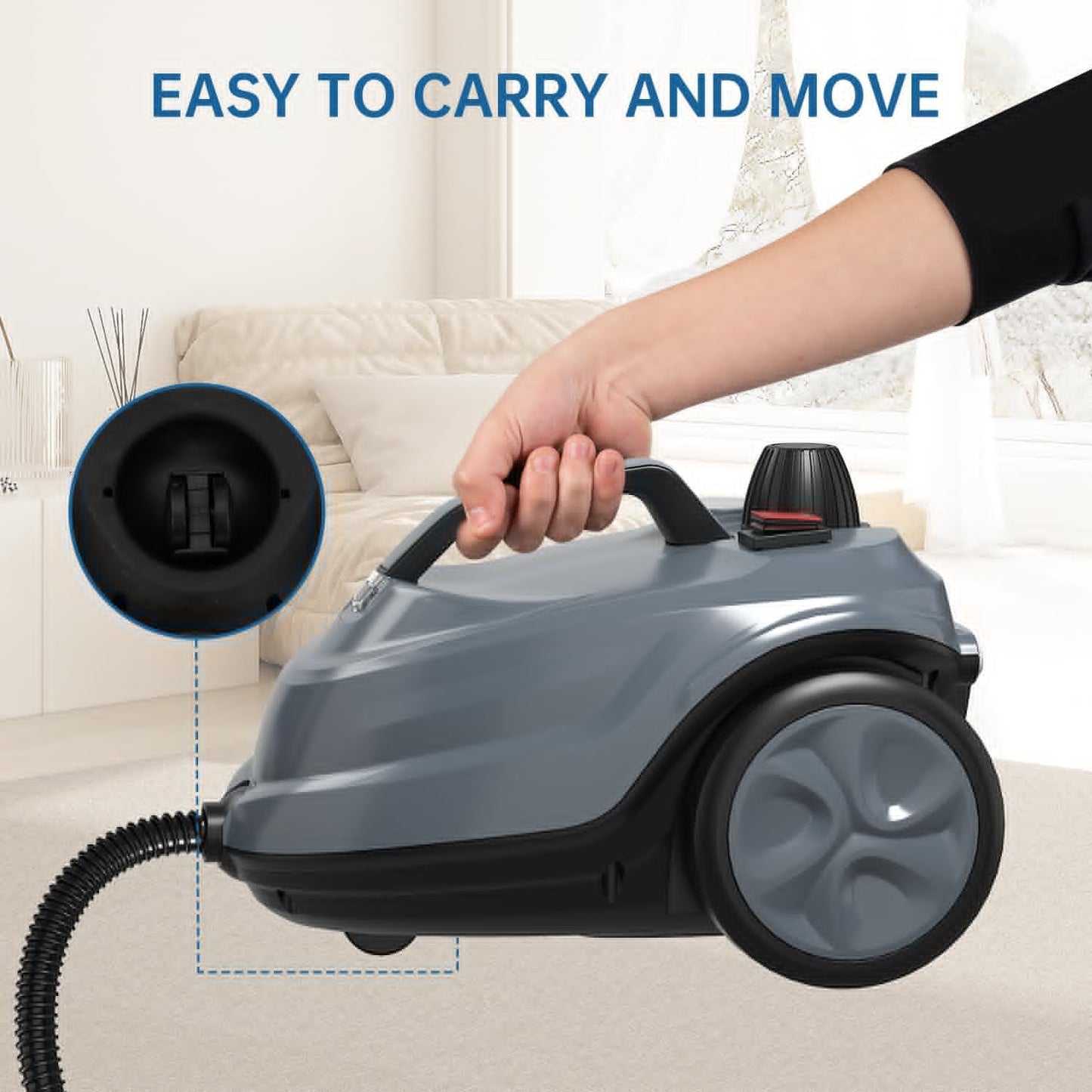 Skiennix Steam Cleaner - Powerful Heavy Duty Canister Steamer with 34 Accessories | 16.4 Ft Power Cord for Home, Grout, Upholstery, Car Cleaning - Grey