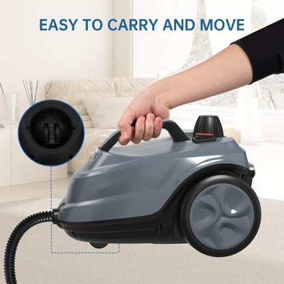 Skiennix Steam Cleaner - Powerful Heavy Duty Canister Steamer with 34 Accessories | 16.4 Ft Power Cord for Home, Grout, Upholstery, Car Cleaning - Grey