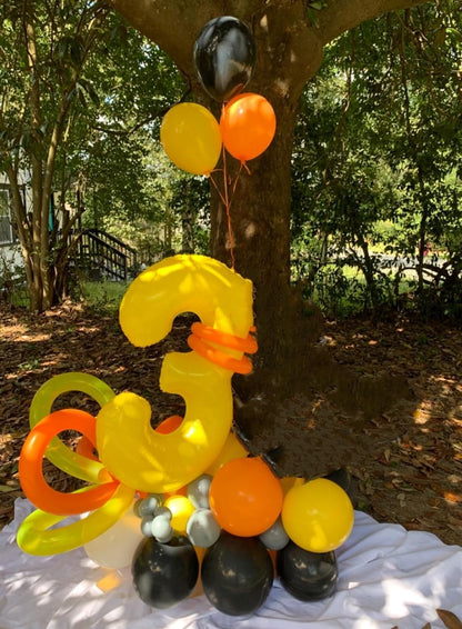 Numbers Balloon - 40 Inch Large Yellow Balloon for 3rd Birthday Party Decorations