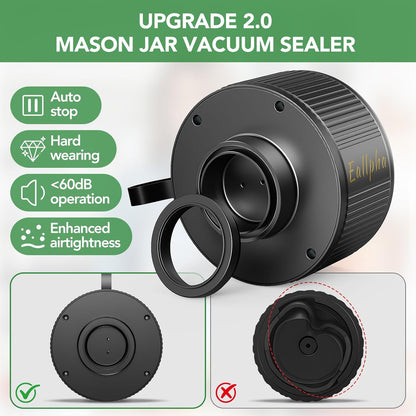 Skiennix Electric Mason Jar Vacuum Sealer - 3-in-1 Handheld Food Storage Solution for Jars & Bags