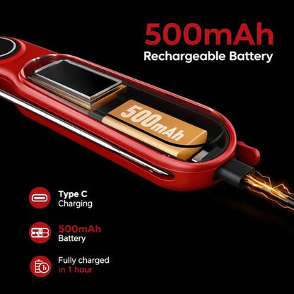 GrillBliss Instant Read Meat Thermometer - USB-C Rechargeable with 0.5s Fast Read & ±0.5℉ Accuracy | VA LCD Display