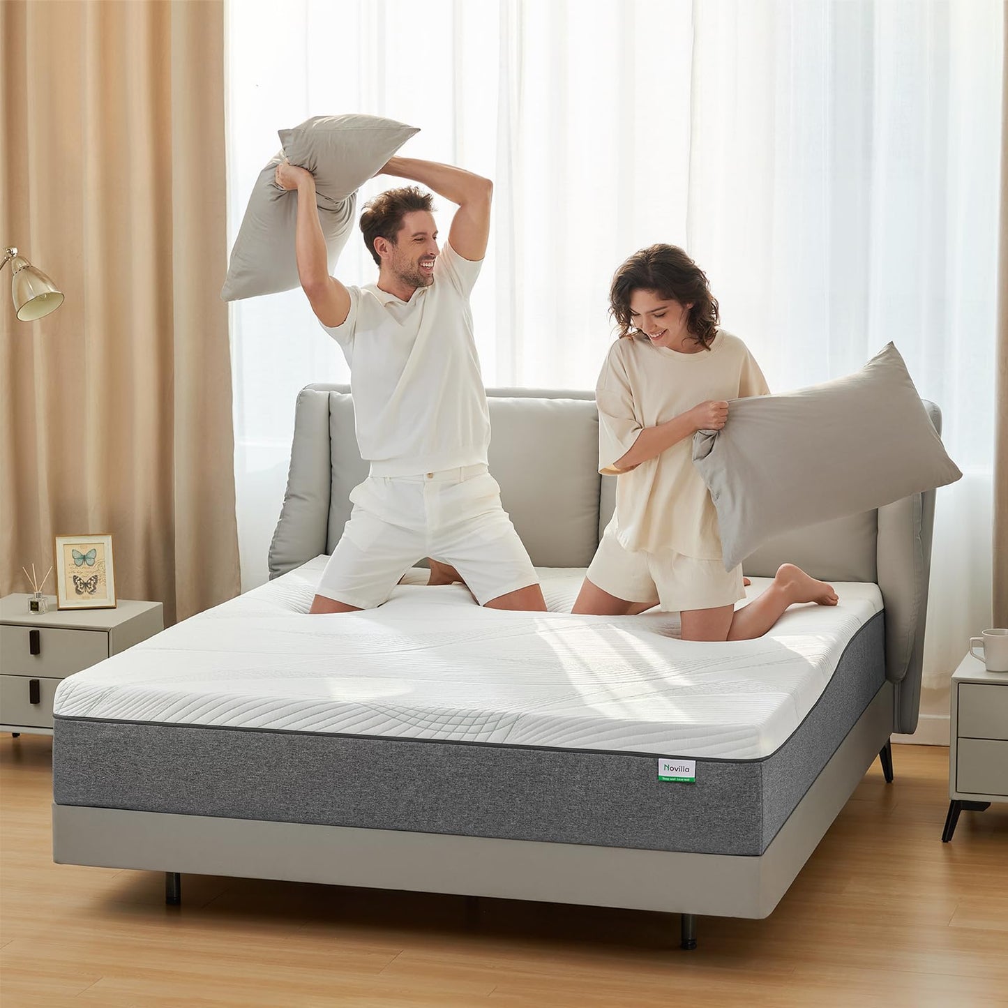Novilla Queen Size Mattress, 10 Inch Gel Memory Foam Mattress for Plush Comfort, Pressure Relief, CertiPUR-US Certified, Mattress-in-a-Box, Embrace