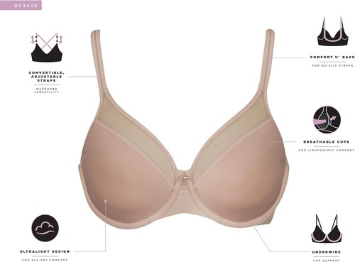 Bali Women's Seamless Underwire Bra - Ultra Light Comfort with Convertible Straps | Smooth U Design