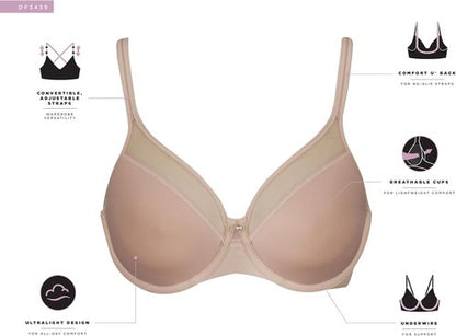 Bali Women's Seamless Underwire Bra - Ultra Light Comfort with Convertible Straps | Smooth U Design