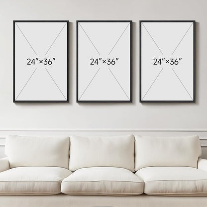Framed 3D Textured Black and White Abstract Wall Art by [Brand Name] - Modern 3-Piece Set for Living Room | Minimalist Geometric Paintings 24x36 In