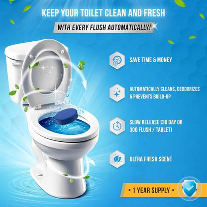 ACTIVE Toilet Bowl Cleaner Tablets - Heavy Duty Septic-Safe Gel for Hard Water Stains & Odor - 12 Tabs