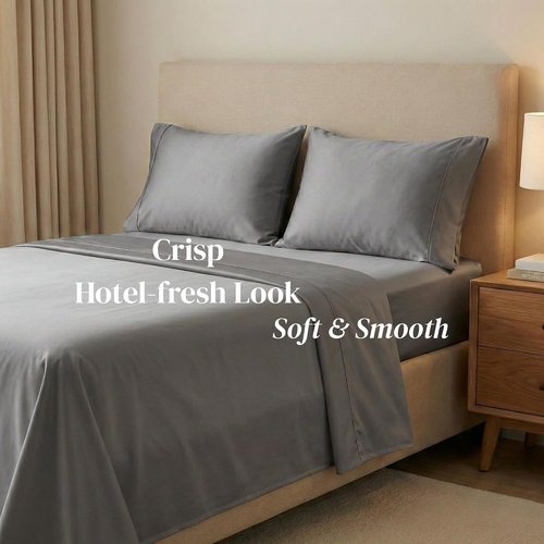 Beckham Hotel Collection Pillowcases - Queen Size Set of 2 | Silky Smooth 500TC Cool Touch Cotton, Dark Gray