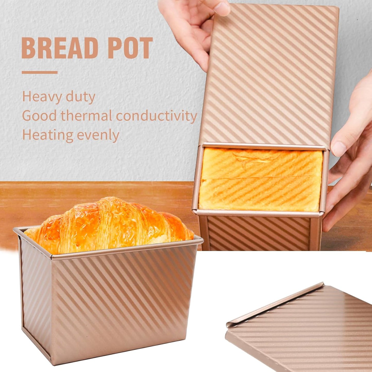 Saihisday Nonstick Square Loaf Pan Set - Mini Toast Box with Lid, 4.53 x 3.94 x 4.33 Inch | Perfect Baking Gift for Bread Lovers