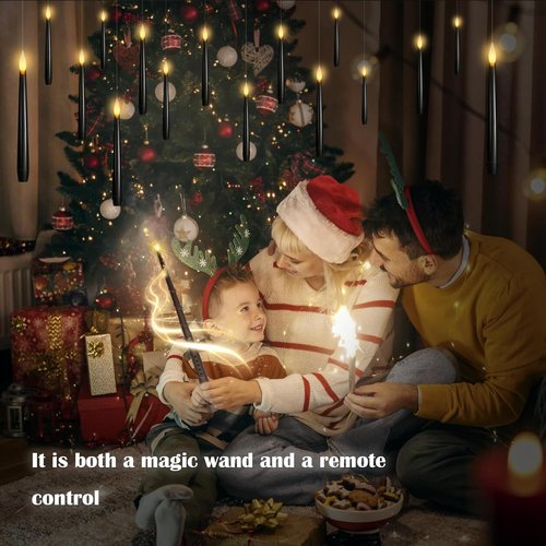 Kakoya Flameless Floating Candles - 12 Pcs LED Taper Candles with Remote | Black Magic for Halloween Decor