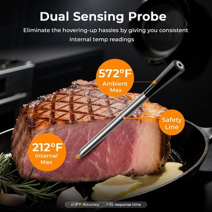 BlueSwan Wireless Meat Thermometer - Bluetooth Food Thermometer with 820 ft Range & Magnetic Design for BBQ Cooking