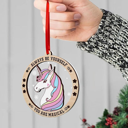 Unicorn Ornament - Unicorn Christmas Ornament 2026 | Wood Acrylic Keepsake, Gift Box Included