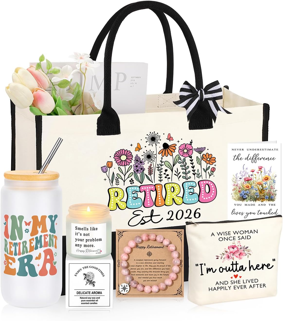Retirement Gift for Woman 2026, Teacher Coworker Mom Grandma Retirement Gifts for Women Set of 6