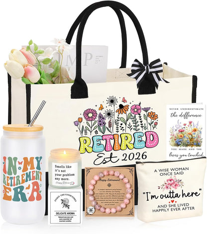 Retirement Gift for Woman 2026, Teacher Coworker Mom Grandma Retirement Gifts for Women Set of 6